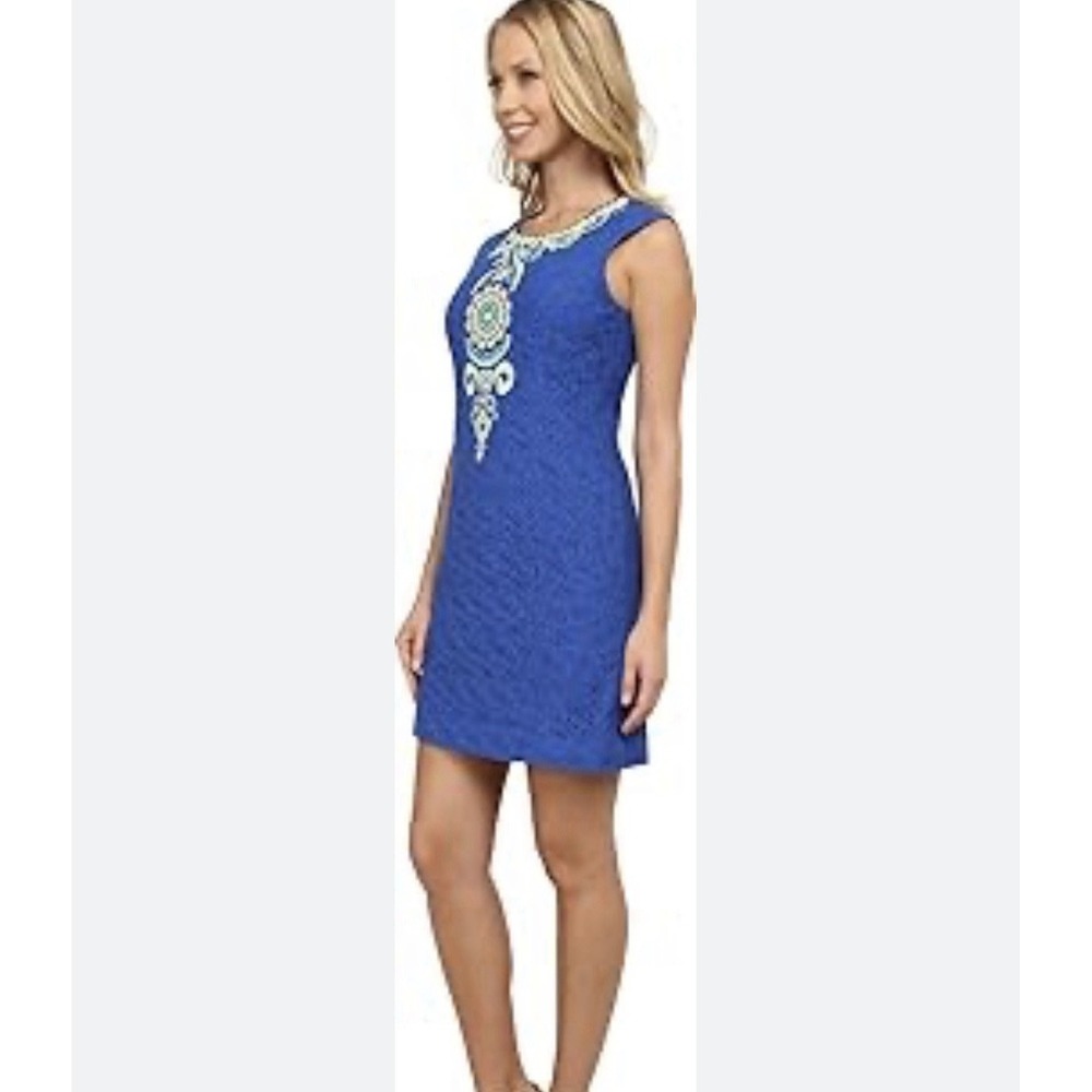 Lilly Pulitzer Valentia Sheath dress Women's Blue Crush Lace lined Size 2